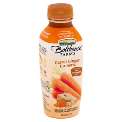 Bolthouse Farms No Sugar Added Carrot Ginger Turmeric Juice, 15.2 fl oz, 15.2 Fluid ounce