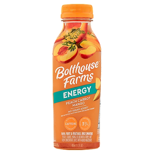 Bolthouse Farms Energy Peach Carrot Mango Juice Smoothie, 15.2 fl oz