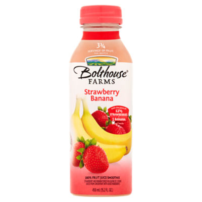 Bolthouse Farms Strawberry Banana 100% Fruit Juice Smoothie, 15.2 fl oz, 15.2 Fluid ounce