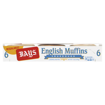 Bays Sourdough English Muffins, 6 count, 12 oz, 12 Ounce