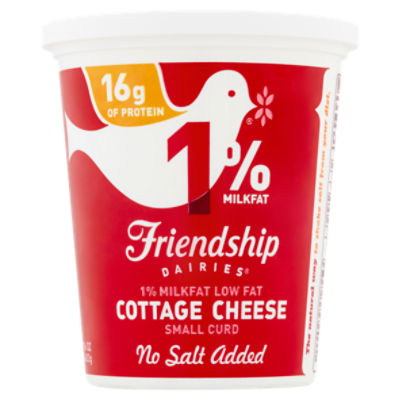 Friendship Dairies 1% Milkfat Low Fat Small Curd No Salt Added Cottage Cheese, 16 oz