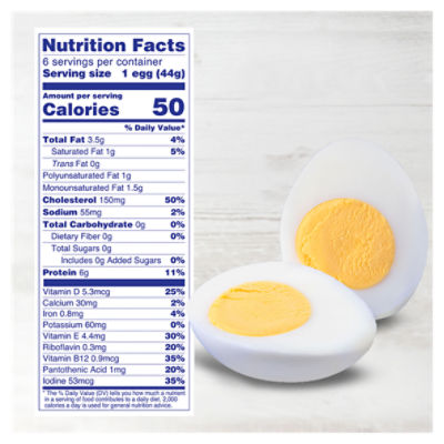 Eggland's Best Hard Cooked Eggs, Medium White, 6 count - Gourmet