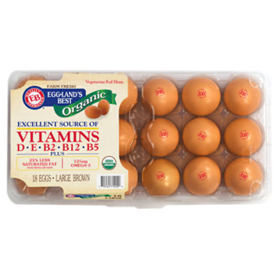 EggLand's Best Organic Brown Eggs, Large, 18 count, 36 oz