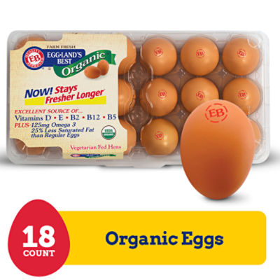 Eggland's Best 100% USDA Organic Certified Large Brown Eggs, 18 count