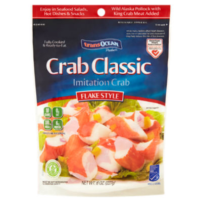 Trans Ocean Crab Classic Flake Style Imitation Crab, 8 oz, 8 Ounce