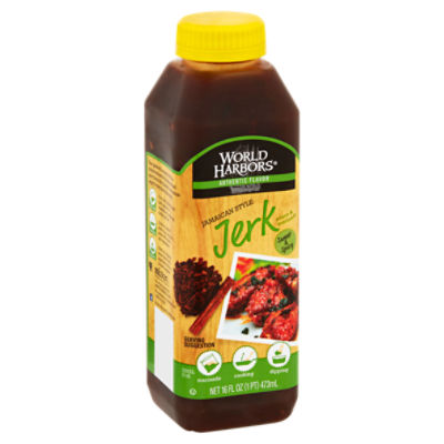 World Harbors Jamaican Style Jerk Sauce & Marinade, 16 fl oz - The