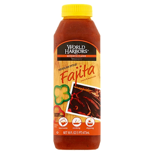 World Harbors Mexican Style Fajita Sauce & Marinade, 16 fl oz
Make your dinner menu sizzle! This medley of authentic Mexican seasonings is blended together for a south of the border flavor adventure.
