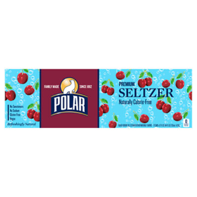 Polar Seltzer Water Black Cherry, 12 fl oz cans, 12 pack
