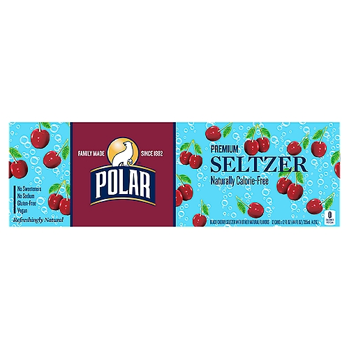 Polar Seltzer Water Black Cherry, 12 fl oz cans, 12 pack