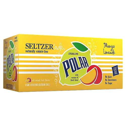 Polar Sparkling Mango Limeade Seltzer'ade, 12 fl oz, 8 count