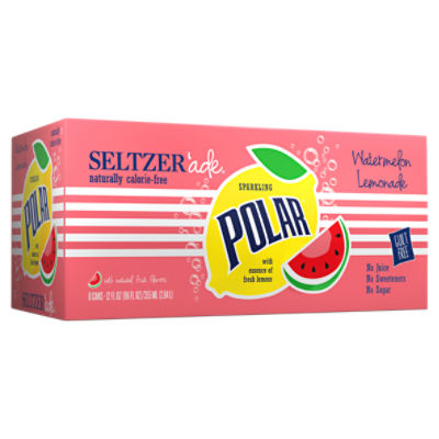 Polar Sparkling Watermelon Lemonade Seltzer'ade, 12 fl oz, 8 count