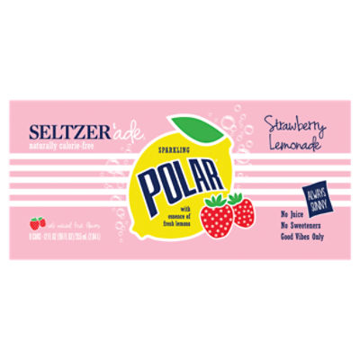 Polar Sparkling Strawberry Lemonade Seltzer'ade, 12 fl oz, 8 count