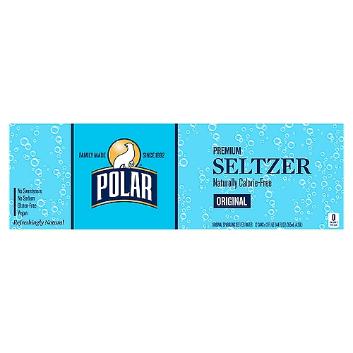 Polar Seltzer Water Original, 12 fl oz cans, 12 pack
Original Sparkling Seltzer Water

Why be flat when you can sparkle?