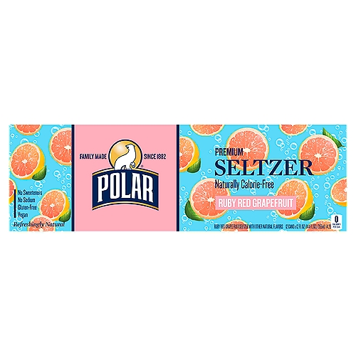 Polar Seltzer Water Ruby Red Grapefruit, 12 fl oz cans, 12 pack