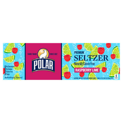 Polar Seltzer Water Raspberry Lime, 12 fl oz cans, 12 pack