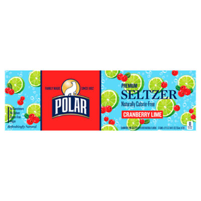 Polar Seltzer Water Cranberry Lime, 12 fl oz cans, 12 pack