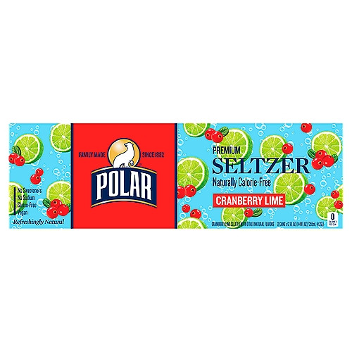 Polar Seltzer Water Cranberry Lime, 12 fl oz cans, 12 pack
Cranberry Lime Seltzer with Other Natural Flavors