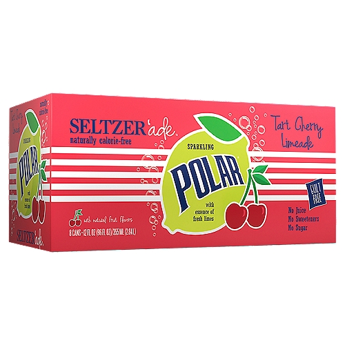 Polar Sparkling Tart Cherry Limeade Seltzer'ade, 12 fl oz, 8 count