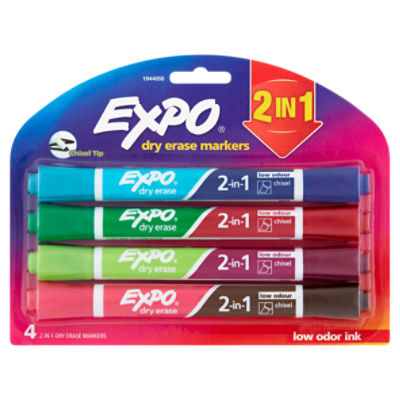 Expo Low Odor Ink Fine Tip Dry Erase Markers, 4 count