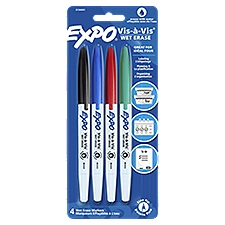 Expo Vis-à-Vis Wet Erase Markers, 4 count