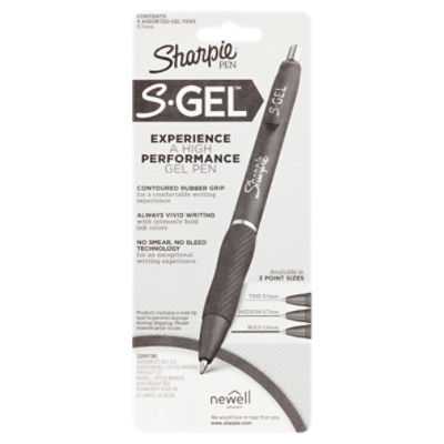 Sharpie S-Gel Pens, Black Ink, Medium (0.7 mm) - 4 pens