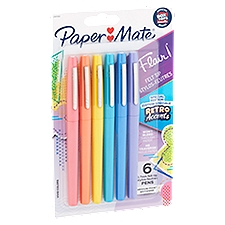 Paper Mate Retro Accents Flair Medium Point 0.7mm Felt Tip, Pens, 6 Each