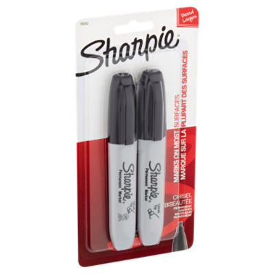 Sharpie Chisel Permanent Markers, Black, 2 Count