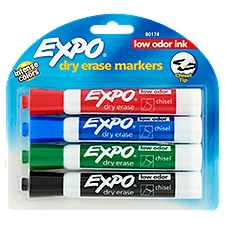 Expo Low Odor Dry Erase Markers Chisel Point Assorted, 4 Each