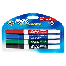 Expo Low Odor Ink Fine Tip, Dry Erase Markers, 4 Each