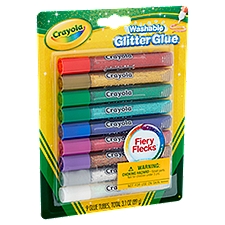 Crayola Fiery Flecks Washable Glitter Glue, 9 count, 3.1 oz