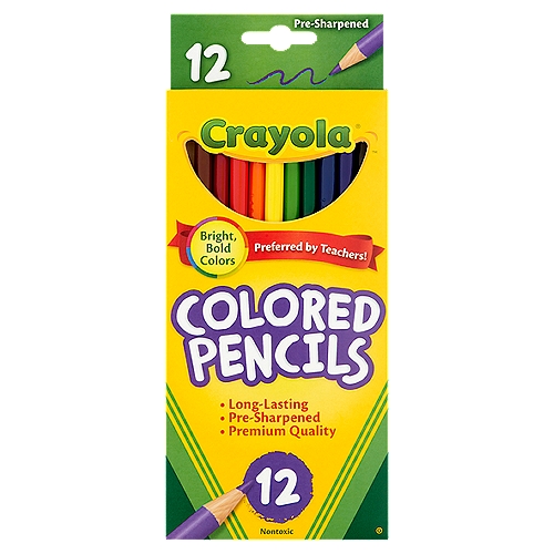 Crayola is dedicated to ensuring kids use every bit of their creative potential. That's why our Colored Pencils are long-lasting and come in a variety of brilliant colors. Crayola Colored Pencils unleash the power of kids' imaginations!nRed, red orange, orange, yellow, yellow green, green, sky blue, blue, purple, black, brown, white