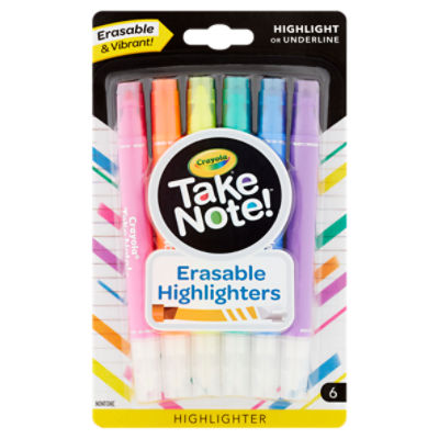 Crayola Take Note! Erasable Highlighters, 6 count