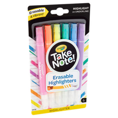 Take Note Erasable Highlighters, 6 Count, Crayola.com