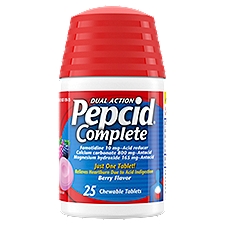 Pepcid Complete Acid Reducer + Antacid Chewable Tablets, Berry, 25 ct