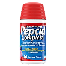 Pepcid Complete Acid Reducer + Antacid Chewable Tablets, Berry, 50 ct