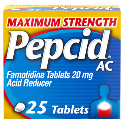 Pepcid Maximum Strength AC Acid Reducer Famotidine Tablets, 20 mg, 25 count
