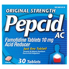 Pepcid Original Strength AC Acid Reducer Famotidine Tablets, 30 count
