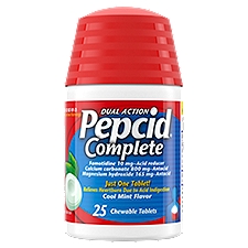 Pepcid Complete Dual Action Cool Mint Flavor Chewable Tablets, 25 count