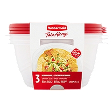 Rubbermaid Take Alongs 6.2 Cups Medium Bowls Containers & Lids, 3 count