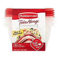 Rubbermaid Take Alongs Deep Squares 5.2 Cups 42 oz Containers + Lids, 4 count