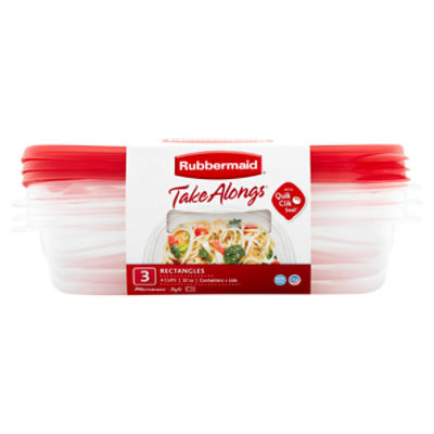 Rubbermaid Take Alongs Rectangles 4 Cups 32 oz Containers + Lids, 3 count