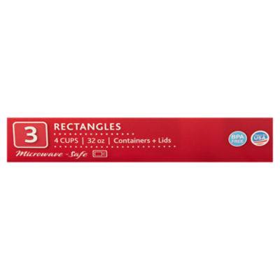 Rubbermaid Take Alongs Rectangles 4 Cups 32 oz Containers + Lids, 3 count