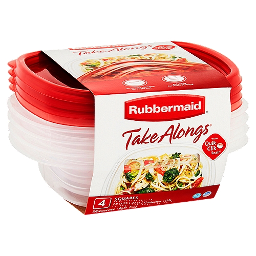 Rubbermaid Take Alongs Squares 2.9 Cups 23 oz Containers + Lids, 4 count
With Quik Clik Seal!™