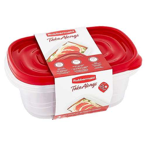 Rubbermaid Take Alongs 8 Cups Deep Rectangles Containers & Lids, 2 count
With Quik Clik Seal!™
