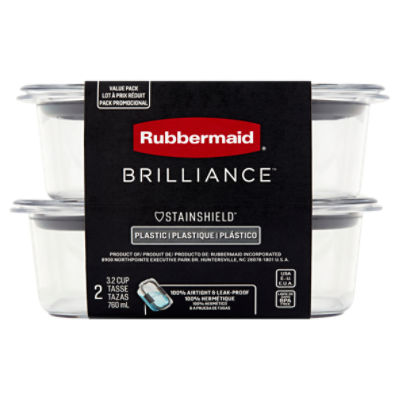 Rubbermaid Brilliance 3.2 Cup Stainshield Plastic Container Value Pack, 2 count