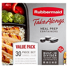 Rubbermaid Take Alongs Meal Prep Containers Value Pack, 30 piece set