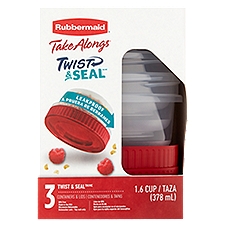 Rubbermaid Take Alongs Twist & Seal 1.6 Cup Containers & Lids, 3 count