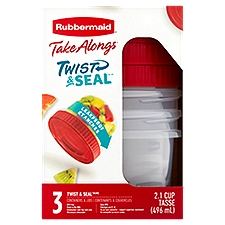 Rubbermaid Take Alongs Twist & Seal 2.1 Cup Containers & Lids, 3 count
