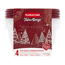 Rubbermaid TakeAlongs 5.2 Cup Deep Squares Containers & Lids, 4 count