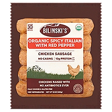 Bilinski's Organic Spicy Italian with Red Pepper Fully Cooked Chicken Sausage, 5 count, 12 oz, 12 Ounce